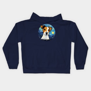 Jack Russell Terrier, van gogh style, starry night, Post-impressionism Kids Hoodie